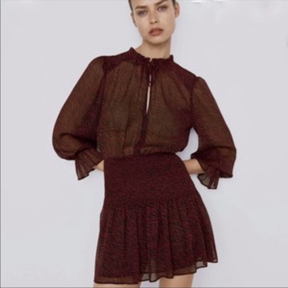 ZARA ANIMAL PRINT MINI DRESS Red / Black